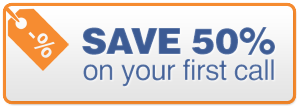 Save 50% on your first call